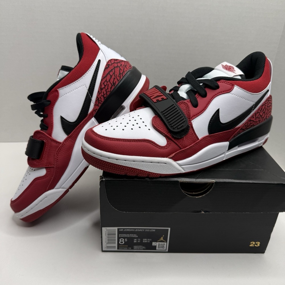Nike Air Jordan Legacy 312 Low White Black Gym Red Size 8.5 CD7069-116